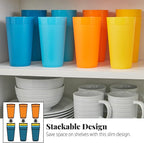 US Acrylic Newport 20 ounce Unbreakable Plastic Stackable Water Tumblers in 4 Sunrise Colors | Set of 12 Drinking Cups | Reusable, BPA-free, Made in the USA, Top-rack Dishwasher and Microwave Safe
