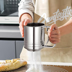 Flour Sifter Stainless Steel,3 Cup Flour Sifters for Baking,3 in1 Sifter for Baking with Powdered Sugar Shaker Duster, Flour Shaker Duster for Baking Cakes, Pastries, Pies, Cupcakes and Desserts