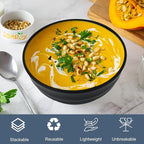 Wheat Straw Bowls Unbreakable Large Salad Bowls 60 OZ Set of 6, Microwave and Dishwasher Safe Large Plastic Bowl, Big Bowl for Eating, Serving Soup, Ramen, Popcorn (Black)