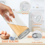 24 oz Wide Mouth Mason Jars 6pack, Glass Tall Mason Jars 24 oz with Airtight lids and Bands for Canning, Preserving, Fermenting, Pickling, DIY Projects (24 fl. oz, Set of 6)