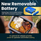 Hot Bento PLUS Self Heated Lunch Box and Food Warmer Removeable Battery Powered, Portable, Cordless, Hot Meals for Office, Travel, Jobsite, Picnics, Outdoor Recreation, Kitchen Meal Prep (Ocean)