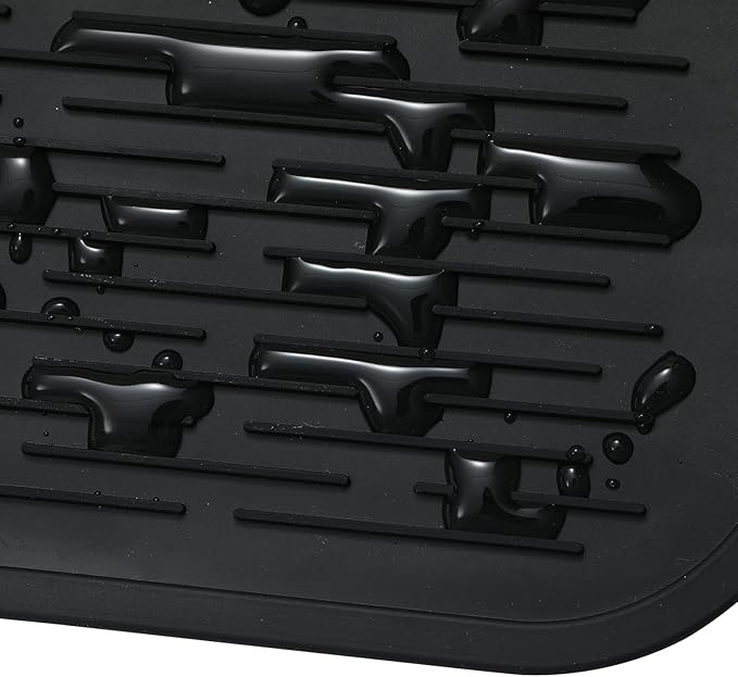 Silicone Dish Drying Mat for Multiple Usage,Easy clean,Eco-friendly,Heat-resistant Silicone Mat for Kitchen Counter or Sink,Refrigerator or Drawer Liner Black 5XL 36inches x 18inches