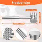 304 Stainless Steel Meat Tenderizer Mallet, 9.6'' Dual Side Heavy Duty Meat Mallet, Easily Softens Steak, Chicken, Pork and Beef, Kitchen Meat Hammer Tenderizer, Dishwasher Safe