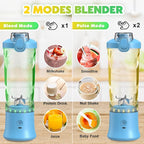 Portable Blender Personal Juicer for Shakes and Smoothies - 20 OZ Electric Protein Shaker Bottle with Insulated Sleeve, Travel Lid, USB-C Rechargeable - Mini Small Blender Cup for Kitchen, Office, Gym