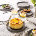 AmorArc Ceramic Plates Set of 6, Matte Glaze 8.0 Inch Dishes Set for Kitchen, Dessert,Salad,Appetizer, Small Dinner Plates, Microwave & Dishwasher Safe, Scratch Resistant, Matte Grey