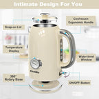 Electric Kettles1500W, 1.7L Stainless Steel Tea Kettle with Thermometer, Auto Shut-Off & Boil-Dry, Cool Touch Handle, BPA Free Kettle & Hot Water Kettle (Beige)