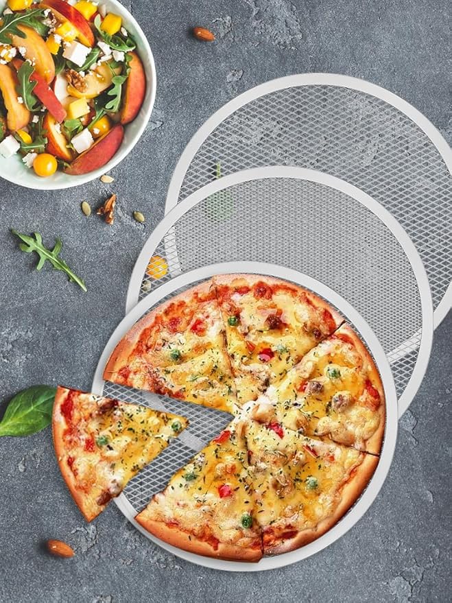 3Pcs Pizza Tray 12 inch Pizza Screen Non Stick Pizza Oven Tray Temperature Resistant Pizza Mesh Baking Tray Reusable Pizza Mesh Pan for Baking Oven Home Restaurant