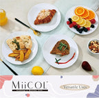 Miicol Ceramic Appetizer Plates Set of 6, White Dessert Plates 8 Inch, Small Dinner Plates, Modern Round Salad Plates, Porcelain Serving Dishes for Snack, Bread, Fruit, Microwave & Dishwasher Safe