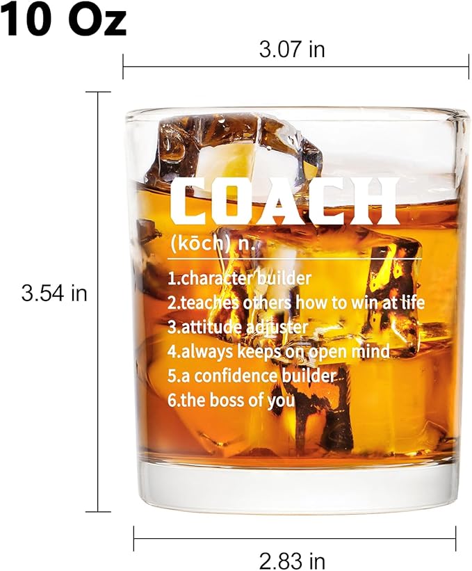 Futtumy Coach Definition Whiskey Glass, Coach Gifts for Men, Basketball Baseball Coach Gifts, Best Gift-idea for Soccer Softball Volleyball-Coach for Graduation Christmas Birthday