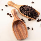 Big Wooden Scoop Shovel, 2PCS Large Coffee Scoops for Ground coffee, Acacia Wood Bean Salt Spoons, Wooden Scoops for Jars Canisters, Kitchen Scoops for Flour Laundry Scoop Multi-purpose