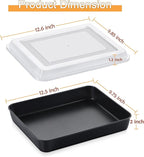 E-far Baking Pan with Lid, 9.75 x 12.5 x 2 Inch Nonstick Rectangle Cake Pans with Covers, 2 Sheet Pans Bakeware and 2 Lids for Brownies Cakes, Non-toxic & Stainless Steel Core, 2 Inch Deep
