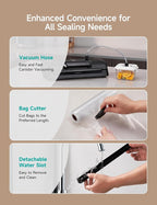 HiCOZY Vacuum Sealer for Food, Powerful Heat Food Sealer, Dry Moist 7-1 Multiple Automatic Modes, Easy-Lock Handle, Compact Design with 10 Vacuum Bags & 2 Bag Rolls, Bag Cutter Included, Black