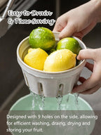 Gomakren Fruit Bowl with Holes, Ceramic Berry Basket Set of 2, 5.8 Inch Round Fruit Basket for Kitchen, Berry Containers Colander - Farmhouse Kitchen Decor, White