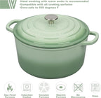 Enameled Cast Iron Dutch Oven Pot with Lid, for Sourdough Bread Baking, Round Dutch Ovens, 6 Quart, Green