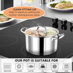 P&P CHEF 5 Quarts Cooking Stock Pot with Lid, Stainless Steel Stockpot Induction Pot for Soup, Tri-Ply Bottom & Clear Glass Lid & Double Handle, Dishwasher Safe