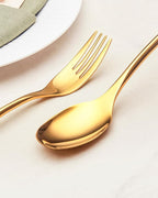 Lemeya 40-Piece Gold Silverware Set for 8,Modern 18/10 Stainless Steel Flatware Set,Luxury Cutlery Set,Unique Utensils Set for Restaurant,Spoons and Forks Set,Mirror Polished,Dishwasher Safe