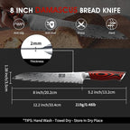 Bread Knife,8 Inch Serrated Bread Knife Ultra Sharp Damascus Steel Bread Kitchen Knife, Professional Bread Knife for Homemade Bread