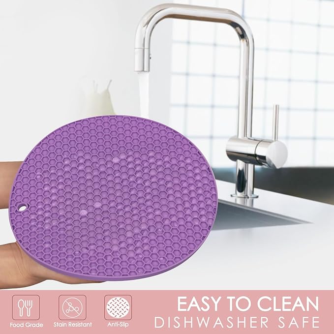 6 Pack Silicone Trivets for Hot Pots and Pans, 9" Colorful Silicone Trivet for Hot Dishes, Extra Large Non-Slip & Heat Resistant Hot Pads for Kitchen Counter(Colors)