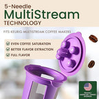 Reusable Mesh Coffee Filter Basket for Keurig K Duo Coffee Maker (Gen 2) and Keurig K-Duo Essentials, With 2 Refillable K Cups Pod by PureHQ - Gold Tone Carafe Replacement Filter - Value Pack