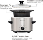 Elite Gourmet MST-250XS Electric Slow Cooker Ceramic Pot, Adjustable Temp, Entrees, Sauces, Stews & Dips, Dishwasher Safe Glass Lid & Crock, 1.5 Quart, Stainless Steel