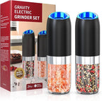 BoAn Gravity Electric Pepper Grinder, Battery Operated Salt and Pepper Grinder Set,Ceramic Larger Chamber Spice Mill Refillable,Adjustable Coarseness Salt Mill for Kitchen Housewarming Gifts New Home