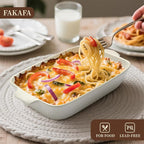 Bakeware Casserole Oven Dishes Baking - 3pcs Ceramic Rectangular Oven Serving Sets,（10.3/12.4/14.7）Stoneware Cookware Pan, Porcelain White Thanksgiving Ware for Cooking Lasagna (Red)