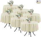 Fitable 6 Pack Ivory Round Table Clothes - 70 Inches in Diameter - Stain Resistant and Washable Tablecloths, Polyester Fabric Table Covers for Wedding, Party, Banquet, Gathering