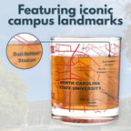 Greenline Goods – North Carolina State University Wolfpack College Whiskey Glasses (Set of 2), 10 oz – Full-Color Logo + Campus Map