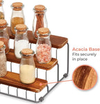 iDesign Ria Safford Collection Acacia Wood and Wire Three Organizer, 12" x 8.5" x 5", 3 Tier Spice Rack