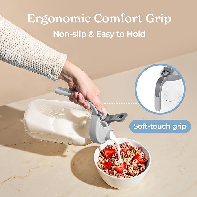 SMIRLY 64 oz Mason Jar Pitcher,Glass Pitcher with Wide Mouth,Water Jug with Double Leak Proof Lid for Iced Coffee,Hot Water,Breast Milk