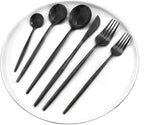 24Pcs Black Mirror Silverware Flatware Set, 18/0 Stainless Steel Cutlery Set Utensils Kitchen Dinnerware Include Knife Fork Spoon and Teaspoon, Service for 4