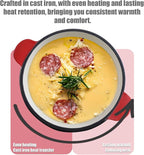 Artestia Cast Iron Cheese Fondue Pot for Chocolate Fondue Pot Swiss Fondue Set for Camping Outdoor with 6 Fondues Forks, 11-Piece Cheese Fondue Sets Serve 6 Persons (Red)