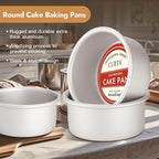 CURTA 6 Inch Round Cake Pan, 6x3 inch 3 Set Anodized Aluminum Round Baking Pan, Small Cake Pan Non-Toxic & Heavy Duty, Deep Side, Easy Clean & Dishwasher Safe
