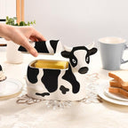 Cow-Shaped Cheese Slice Holder for Refrigerator - BPA-Free Ceramic Cheese Saver -Dishwasher- Holder with Hinged Lid - Sliced Container for Fridge - Keeps Cheese Fresh & Flavorful