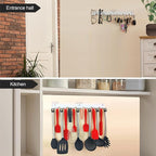 2 Pack White Wall Mount Key Hook Holder - No Drill Key Rack & Coat Hooks for Kitchen, Living Room, Office, Bathroom