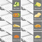 Mandoline Slicer for Kitchen, Adjustable Stainless Steel Mandoline Food Slicer, Onion Potato Cucumber Tomato Carrot Vegetable Fruit Slicer, Mandolin Veggie Cutter with Food Holder, Grey