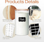 Large Glass Flour and Sugar Containers 180oz x2 & 93oz x2 [Set of 4], Glass Food Storage Containers with Bamboo Lids, Glass Jar with Airtight Lid for Spaghetti Pasta,Rice,Cereal,Coffee, Oat