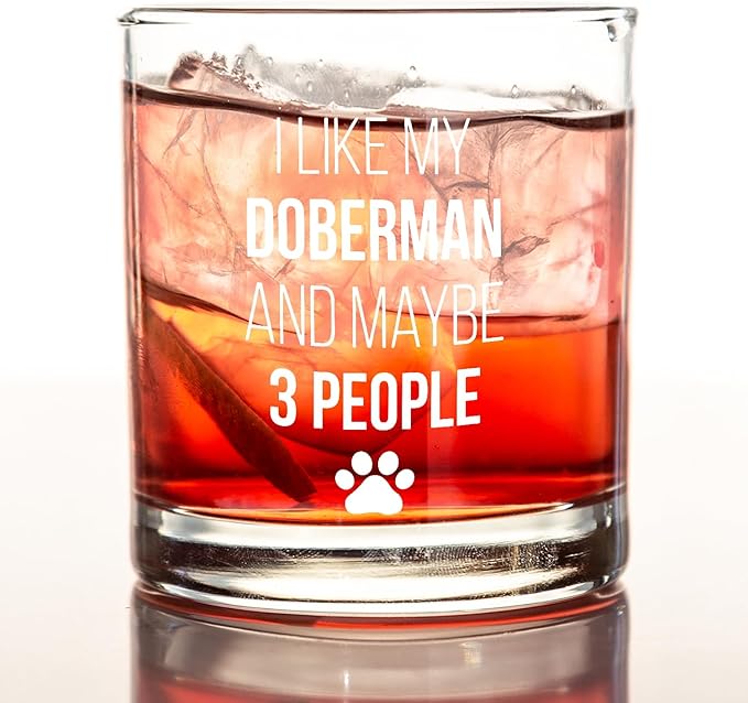 kunlisa Doberman Gifts Whiskey Glasses, Doberman Gifts for Women, Dog Dad Mom Lovers Owners Gift, 10 oz Drinking Rocks Glasses for Women Men Whisky Cocktail Scotch Bourbon Liquor