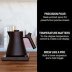 Fellow Corvo EKG Electric Tea Kettle - Electric Pour Over Coffee and Tea Pot - Quick Heating Electric Kettles for Boiling Water - Temperature Control and Built-In Brew Timer-Matte Black-0.9 Liter