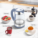 Zulay Kitchen Fast Boiling Electric Water Kettle - 1.7L, 1500W, Auto Shut-Off for Overboil & Boil Dry Protection, Cool-Touch Handle, 360° Base - Rapid Teapot Boiler For Coffee & Tea - Blue