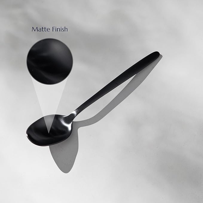 JazzUpCo Tia Flatware non toxic 18/10 stainless steel dishwasher safe (Matte Black, 8 Person Set (40 Pieces))