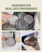 famiware Mercury Pasta Bowls Set of 8, 33 oz Large Salad Bowls, Ceramic Pasta Plates Bowls, Serving Bowls for Kitchen, Microwave & Dishwasher Safe, Dark Gray