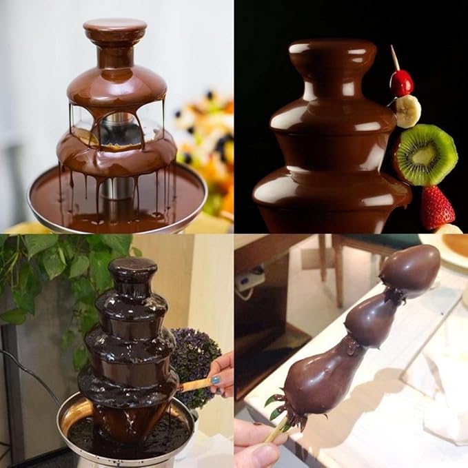Chocolate Fountain Machine, 4 Tier Stainless Steel - 60-Ounce Electric Fondue Fountain with Temperature Control, Hot Chocolate Cheese Melting Heat Machine for Catering, Cafe, Hotel, Party, Wedding