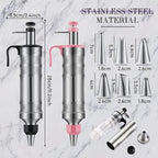 Uiifan 2 Sets Icing Decoration Gun Set Dessert Decorating Decorator Syringe Cake Decorating Tool and 12 Pcs Russian Piping Icing Nozzles Cupcake Filling Injector Cake Tool for Baking(Pink, Black)
