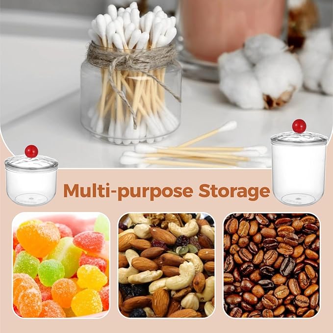 2 Pcs Plastic Candy Jars, Clear Storage Containers with Lids, Airtight Food Storage Canisters, Wide Mouth Apothecary Jars, Kitchen Organization Containers, 47 oz & 30 oz