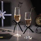 30 Pcs 6 Inch Bow Drink Stirrers, Bow Stir Sticks Coffee Stirrers Reusable Plastic Swizzle Sticks for Wedding Birthday Bridal Cocktail Decorations Supplies(Black)