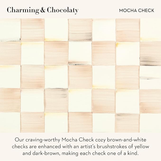 MACKENZIE-CHILDS Enamel Baking Pan for Oven, Rectangular Oven Pan, 9" x 13", Brown-and-White Mocha Check