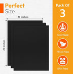 3 Pack Thick Heavy Duty Oven Liners for Bottom of Oven, Non Stick Liners for Electric or Gas Ranges, Reusable Mats for Electric Gas Microwave or Grill, BPA & PFOA Free Spill Guard, Kitchen Accessory