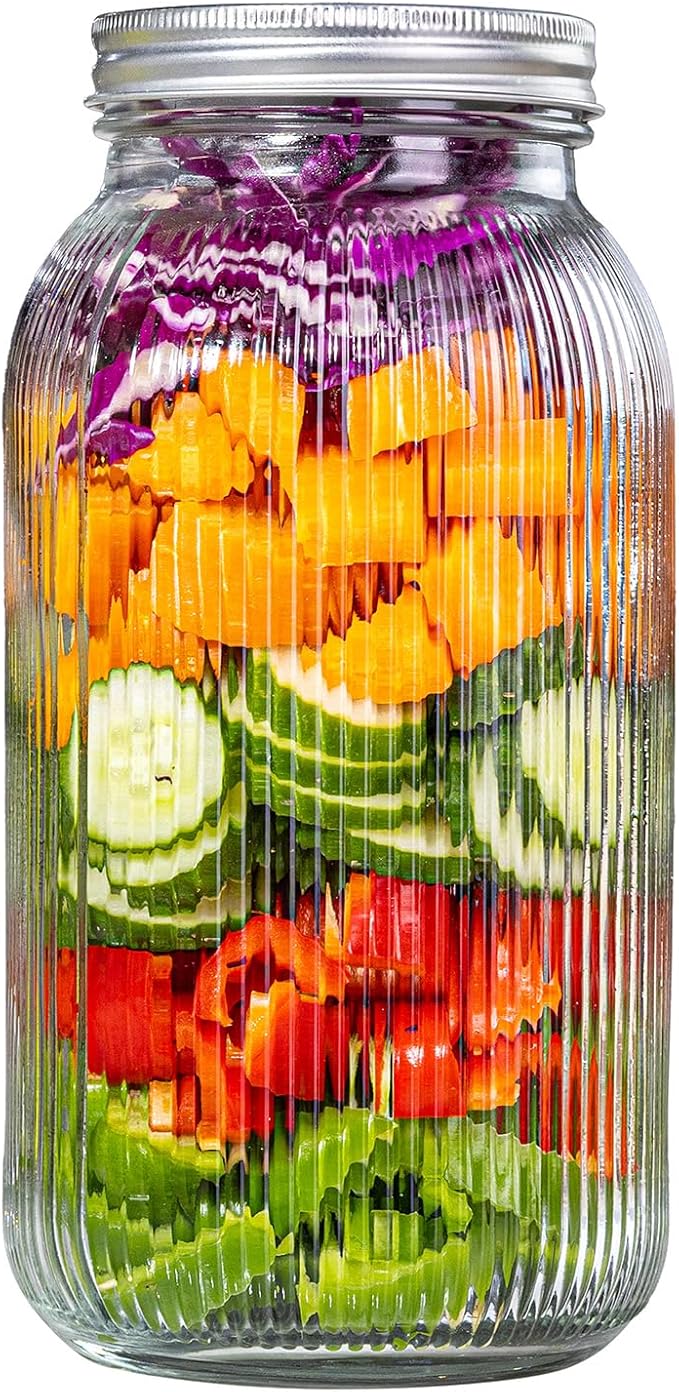 WELLIFE 64 oz mason jar, 1 Pack Wide Mouth Mason Jars for Pickling, Canning, Fermenting and Food Storage, Microwave & Dishwasher Safe