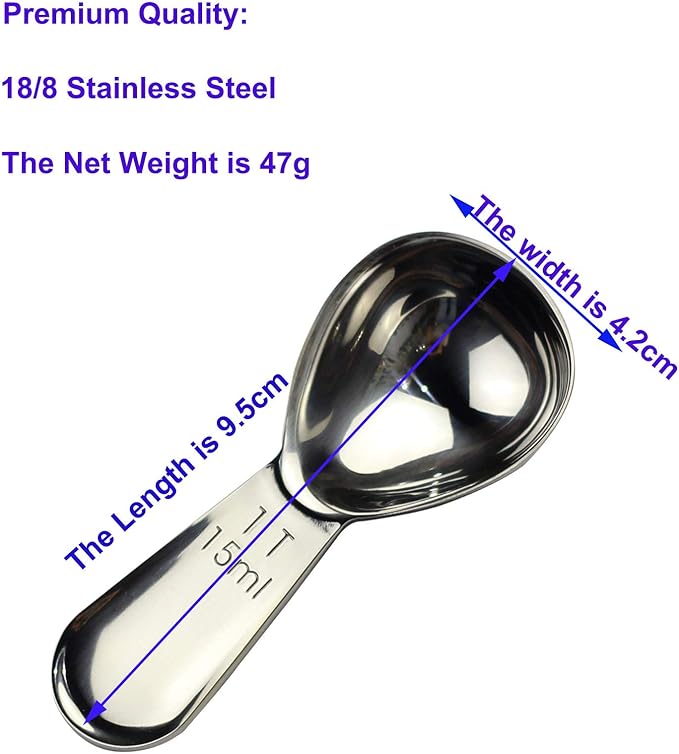 CoaGu 3pcs 15ml Coffee Scoops: Durable 18/8 Stainless Steel Tablespoons (1 Tbsp) for Precision Coffee Brewing and Baking